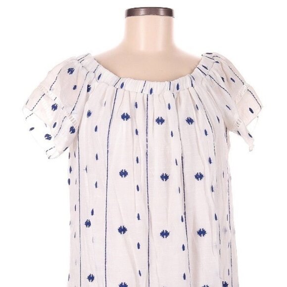 Rebellion Milos Off The Shoulder Embroidered Boho Peasant Dress M Lined White - Picture 3 of 11